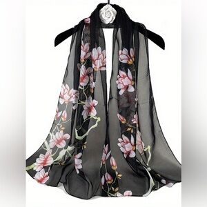 Floral Black and Pink Women's Scarf